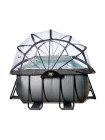 Бассейн EXIT с куполом 540х250х122 см "черная кожа" + тепловой насос